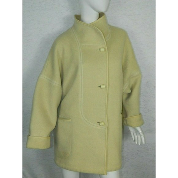 PIRETTA Finland Jacket Ivory Pea Coat Wool Oversize Slouchy Size 40 UK 14 USA 12 - Picture 1 of 9